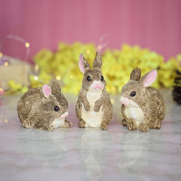 Cute Rabbit Set of 3 for Garden Decor (Brown)