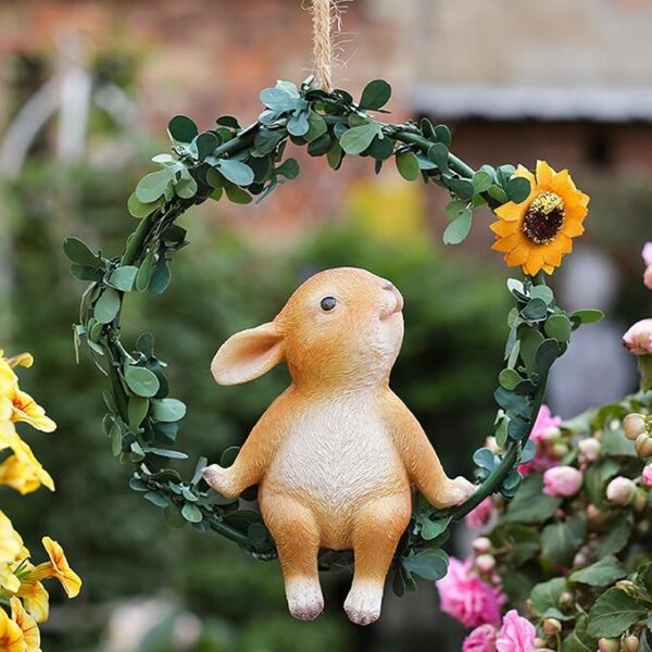 Bunny on Ring for Garden Decor