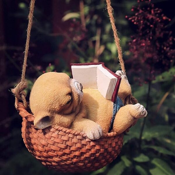 Hanging Sleeping Puppy for Garden Decor