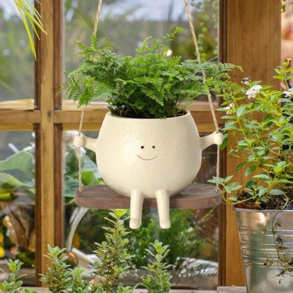 Smiley Planter on Swing