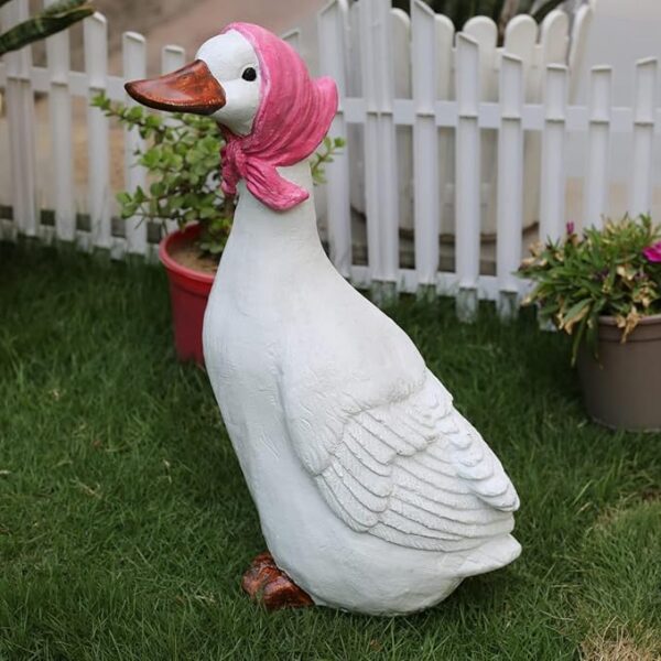 Duck with Pink scarf for Garden Decor
