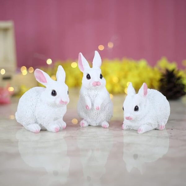Cute Rabbit set of 3 for Garden Decor (White)