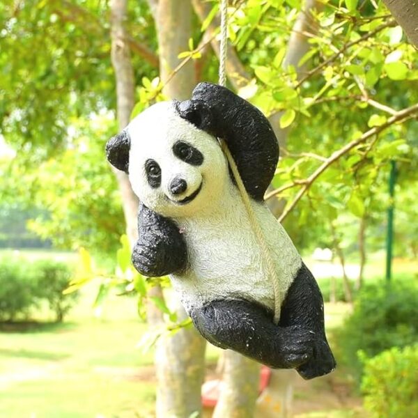 Hanging Panda on Rope for Garden Decor