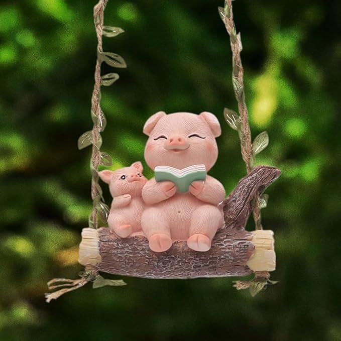 1 Hanging Mother & Baby Pig Figurine - Image 1