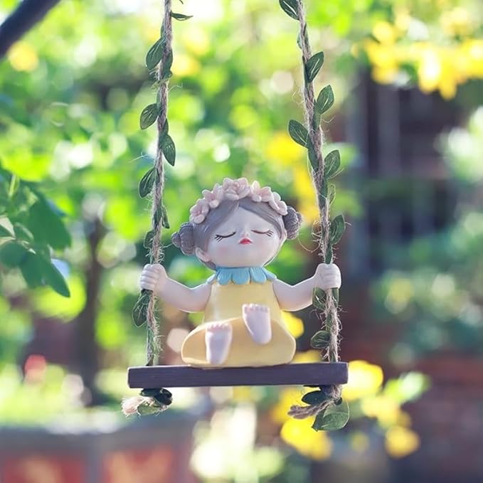 5 Hanging Cute Girl Swing (Yellow) - Image 1
